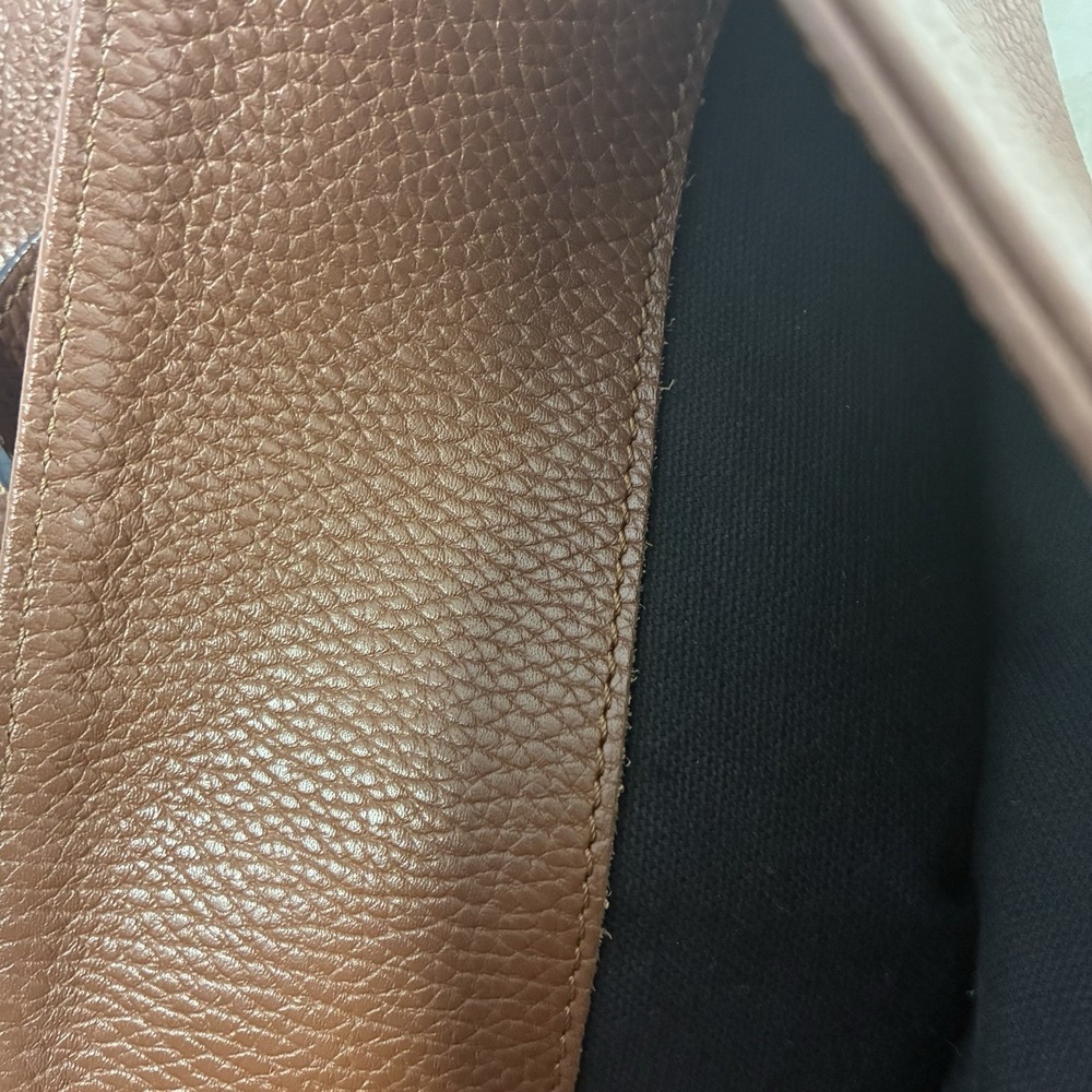 Burberry Leather Haymarket Check Horn Toggle Shoulder Bag Purse Brown Colorway - Picture 13 of 16